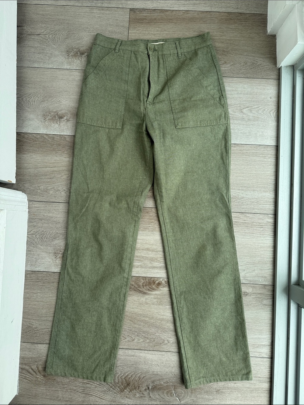 Djerf Avenue Olive Green Straight-Leg Pants
